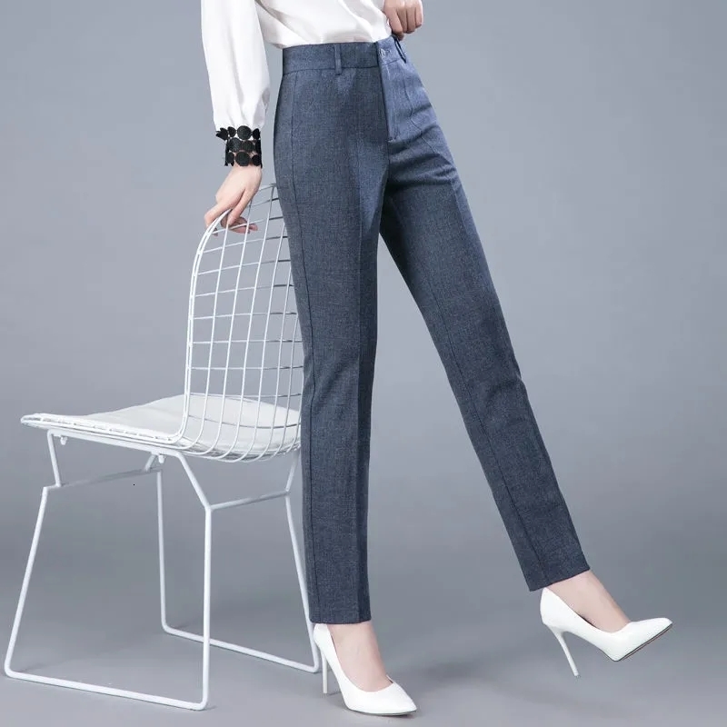 Women's Pants Capris High Waist Women's Pants Black Work Wear Office Straight Pants Female Gray Casual Pants Trousers High Quality 230321