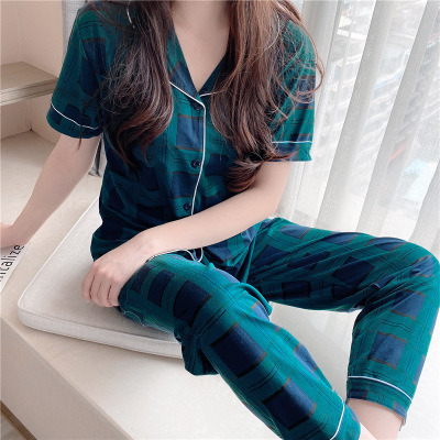 Women's Sleepwear Pyjamas women short sleeve long pant summer sleepwear pajamas set cute cartoon cotton pijamas suit home clothes 15 styles 23032