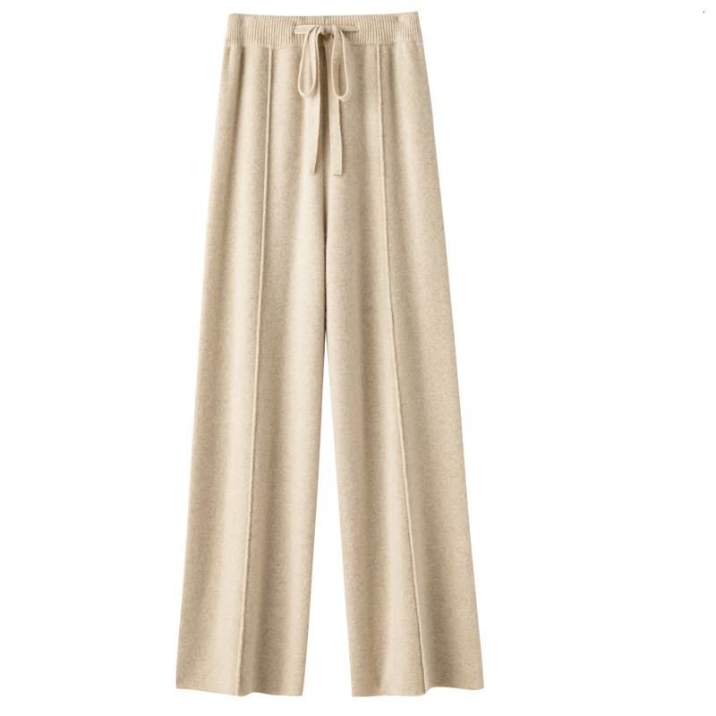 Women's Pants Capris Casual and Comfortable seller Ladies 100% Cashmere Wool Wide Leg Pants Solid Color Ladies Knit Pure Wool Wide Leg Pants 2303