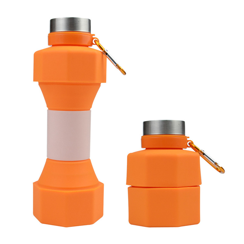 650ml Portable Outdoor Running Fitness Dumbbell Sports Bottle Creative Silicone Folding Water Cup Z260313