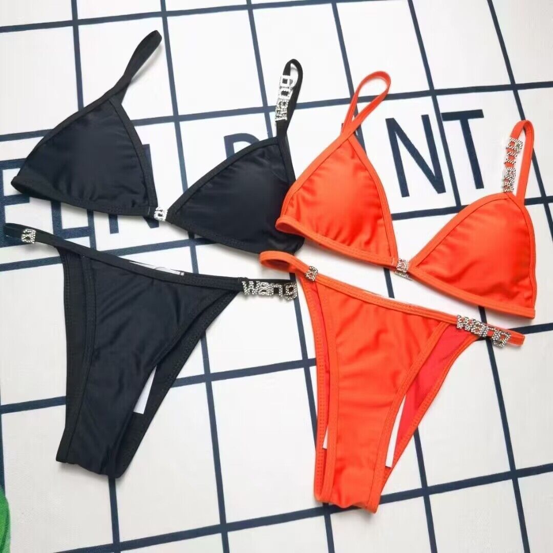 Ladies Letter Wang Bikini Set Fashion Women' Swimsuit Sexy Simple Strap Biquini Set Casual Thin Slim Beachwear with Waist Chain, Black
Ladies Letter Wang Bikini Set Fashion Women' Swimsuit Sexy Simple Strap Biquini Set Casual Thin Slim Beachwear with Waist Chain, Black