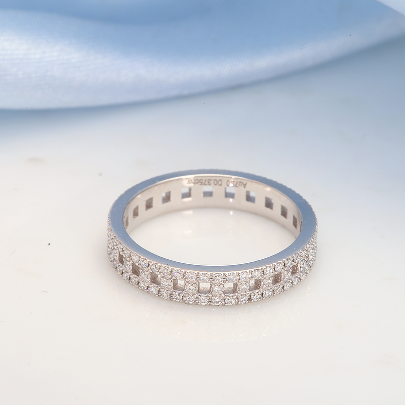 With Side Stones AEAW 0.37CTW D Color Ring Classic Tension Set 10K Real Solid White Gold Round for Women 230320