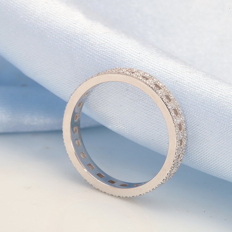 With Side Stones AEAW 0.37CTW D Color Ring Classic Tension Set 10K Real Solid White Gold Round for Women 230320