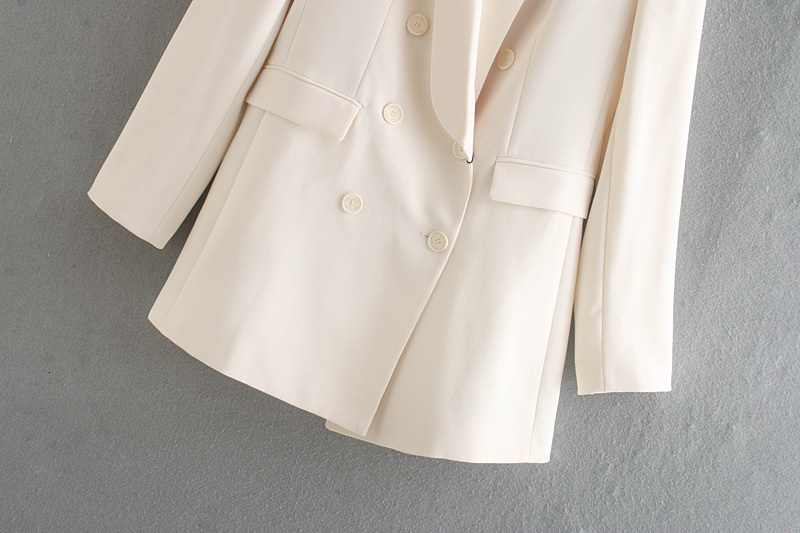 Women's Suits Blazers Fashion Office Wear Double Breasted Blazer Coat Vintage Long Sleeve Pockets Female Outerwear Chic Tops 230321