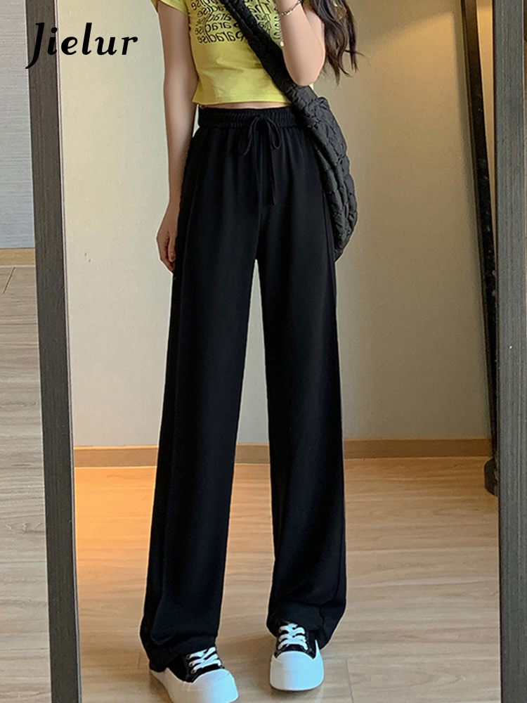 Women's Pants Capris Jielur Summer Korean Style Basic Trousers Drawstring Wide Leg Pants for Women Casual Cool Gray White Pants Female S-XXL 2303