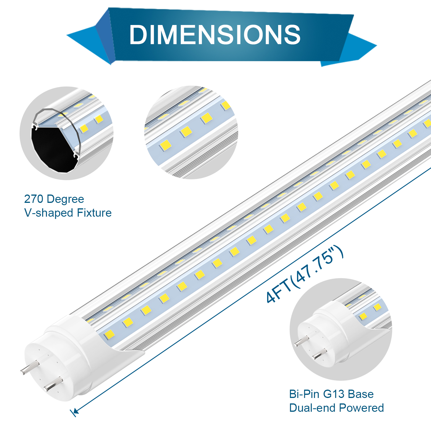 G13 R17D T8 Led Tube Light Double Sides 4ft 5ft 6ft 8ft Cooler Lighting Led Lights Tubes AC 85-265V With All accessories
