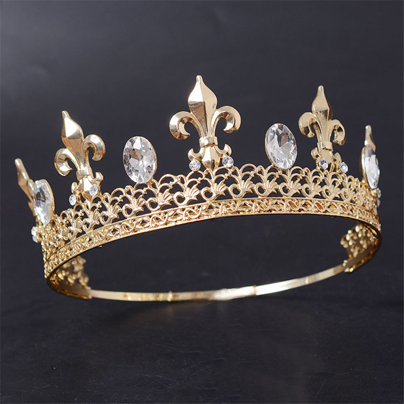 Wedding Hair Jewelry Adjustable Round Wedding King Tiara Crown Headpiece For Men Party Hair Ornaments Head Jewelry Accessories 230320