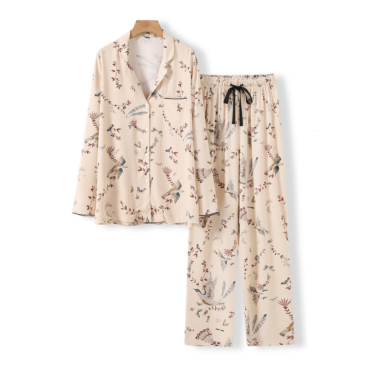 Women's Sleepwear Cute Animals Printed Long Sleeved Trouser Pajamas Suit for Women Autumn Home Clothes Cotton Ladies Loungewear Pajamas Set 23032