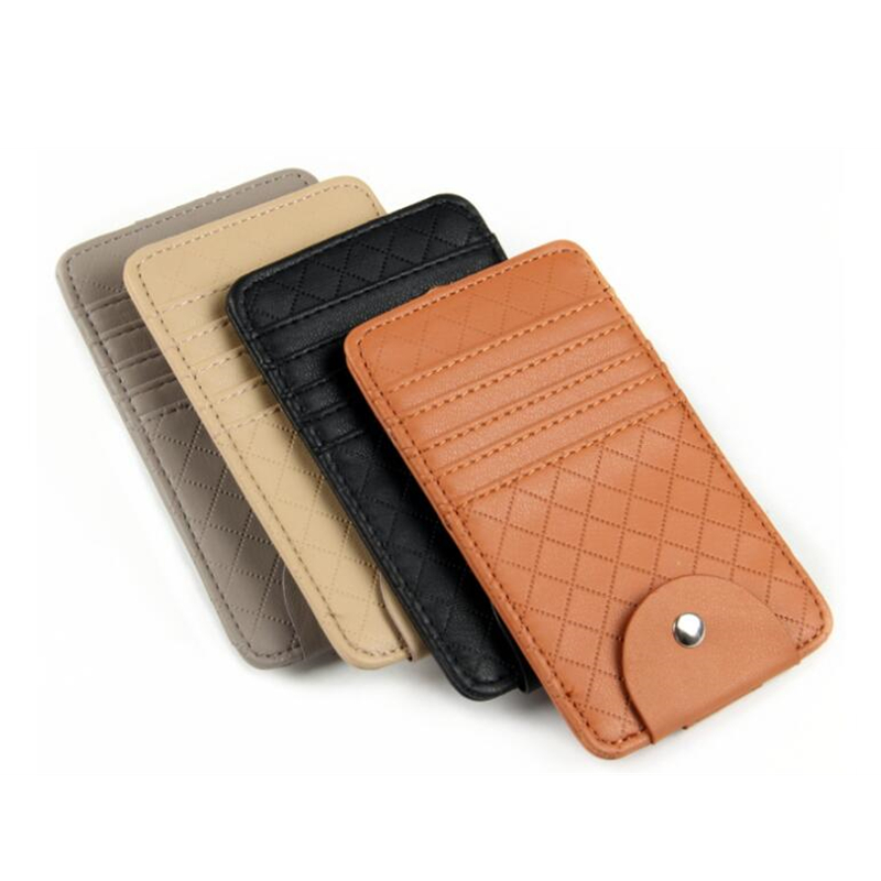 New Car Leather Sunshade Glasses Frame Ticket Organizer Wallet Credit Card Holder Car Interior Accessories