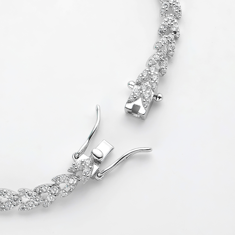 Charm Bracelets OEVAS 100% 925 Sterling Silver Sparkling High Carbon Diamond Wheat Ears Bracelet For Women Engagement Wedding Party Fine Jewelry 23032