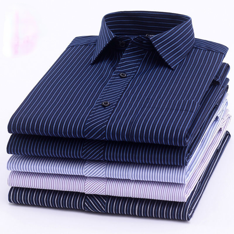Men's Casual Shirts Men's Long Sleeve Striped Shirt Non-Iron Formal Casual Office Social Business Dress Shirts Standard-fit Cotton High Qual