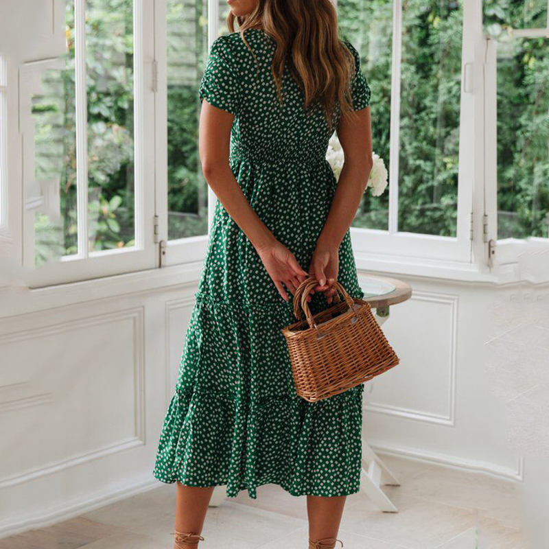 Casual Dresses Vestidos Vintage Print Puff Sleeve summer Beach sweet dresses Casual Square collar floral maxi long dress festa 230321
