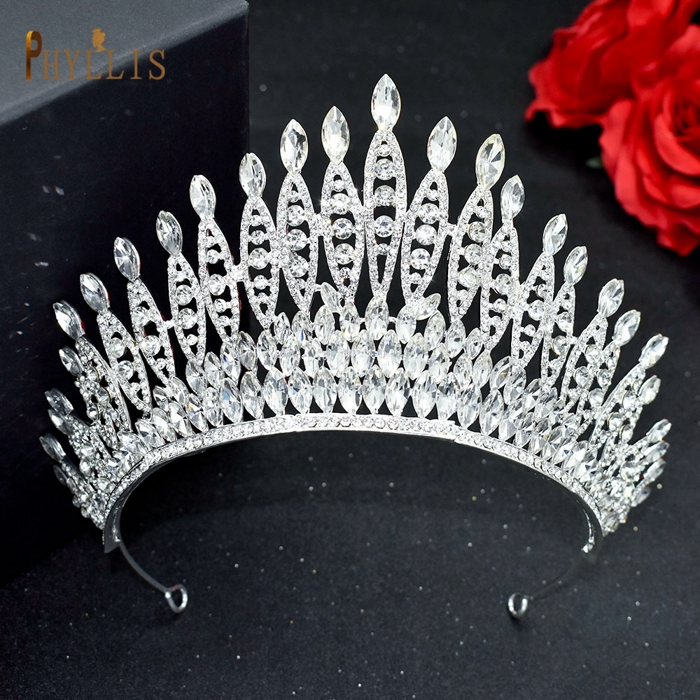 Wedding Hair Jewelry A333 Blue Crystal Queen Diadem Wedding Tiara for Bride Jeweled Pageant Crowns for Women Princess Headpieces Hair Accessories 2303
