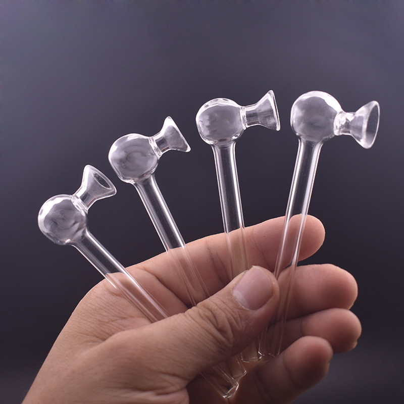 Wholesale Mini 4inch clear glass oil burner pipe Newest funnel Style tobacco smoking hand pipes