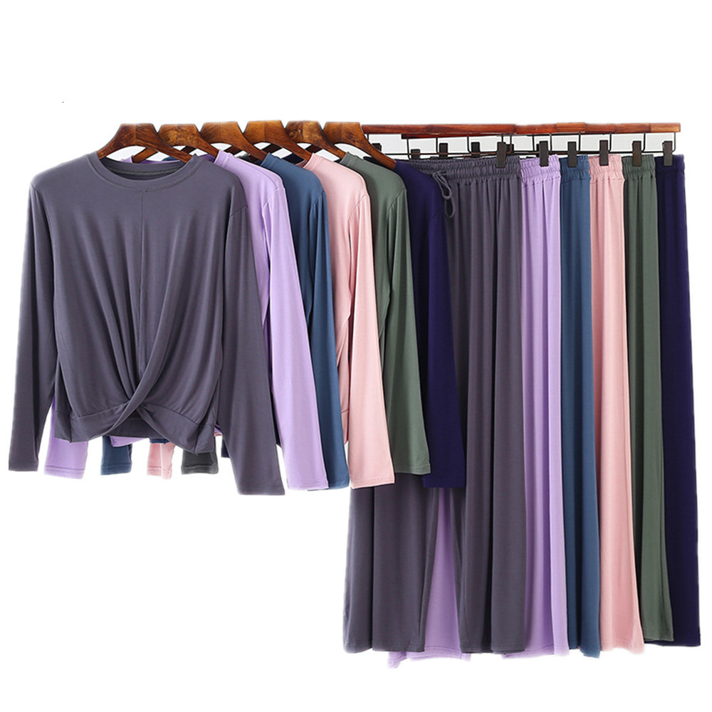 Women's Sleepwear Modal Pyjamas Women Sleep Wear Set Home Wide Leg Pants Suit Women Autumn Winter Long Sleeve Pijama Adulto Feminino Plus Size XX