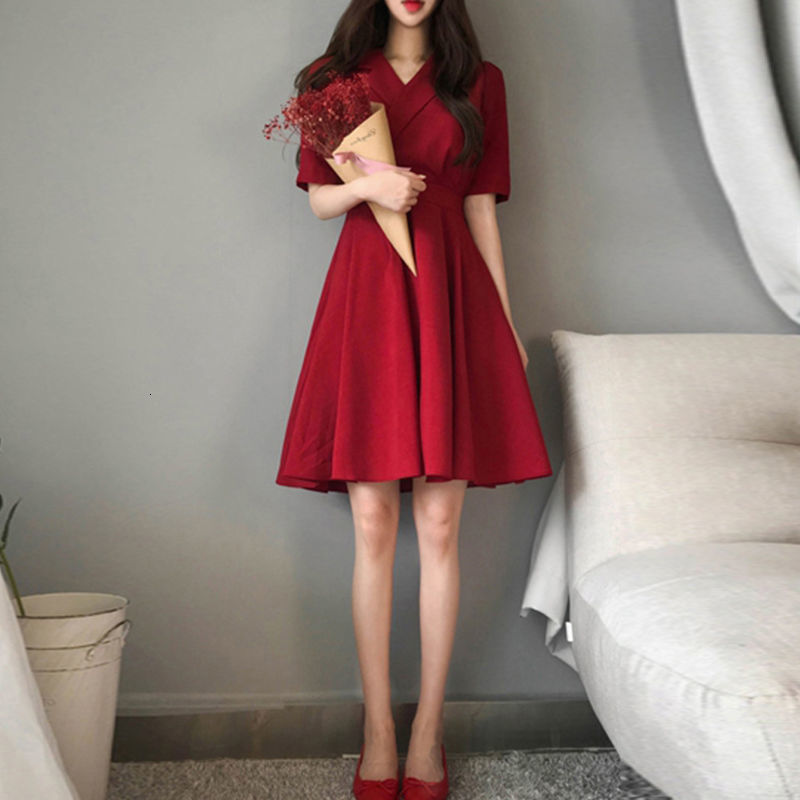 Casual Dresses Dress Women Fashion Summer Slim A-line Office Lady Formal Elegant Korean Style Trendy Short Sleeve Vintage Retros Double-layer 230321
