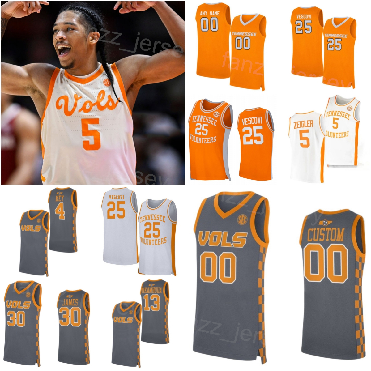 College Basketball 25 Santiago Vescovi Jersey Tennessee Volunteers 5 Zakai Zeigler 13 Olivier Nkamhoua 30 James 2 Julian Phillips 4 Tyreke Key Stitched Team NCAA, Orange
College Basketball 25 Santiago Vescovi Jersey Tennessee Volunteers 5 Zakai Zeigler 13 Olivier Nkamhoua 30 James 2 Julian Phillips 4 Tyreke Key Stitched Team NCAA, Orange
