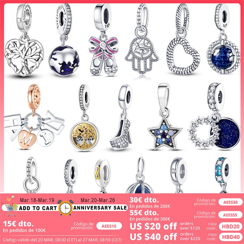 S925 siver beads charms for charm bracelets designer for women Diy Earth Heart Tree Star Family Fatima For Pendant Necklace Making