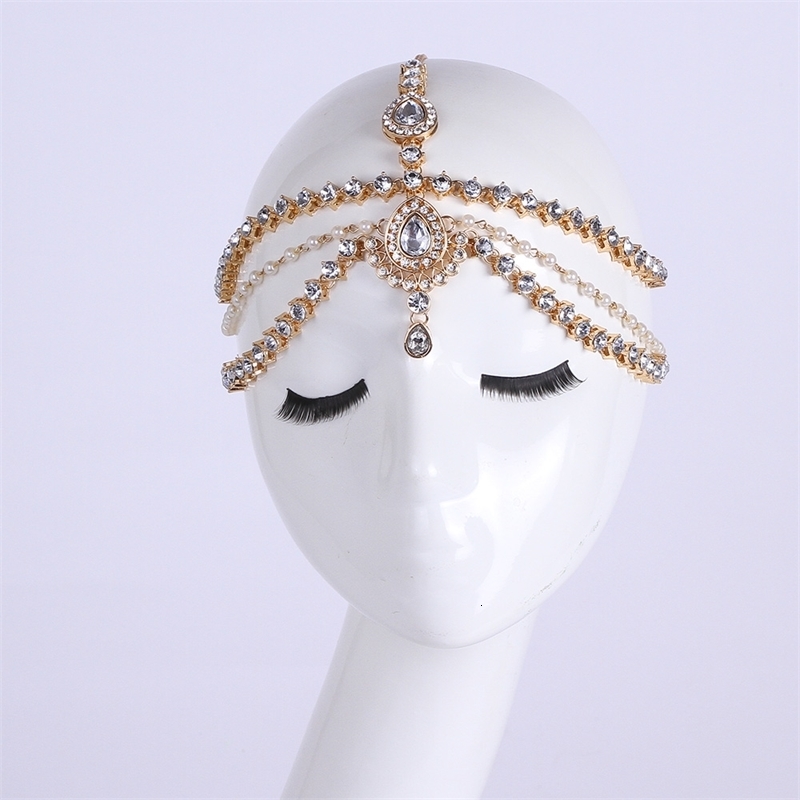 Wedding Hair Jewelry Handmade Kundan Stones Hair Chain Goddess Bridal Wedding Prom Head Chain Head Jewellery 230320