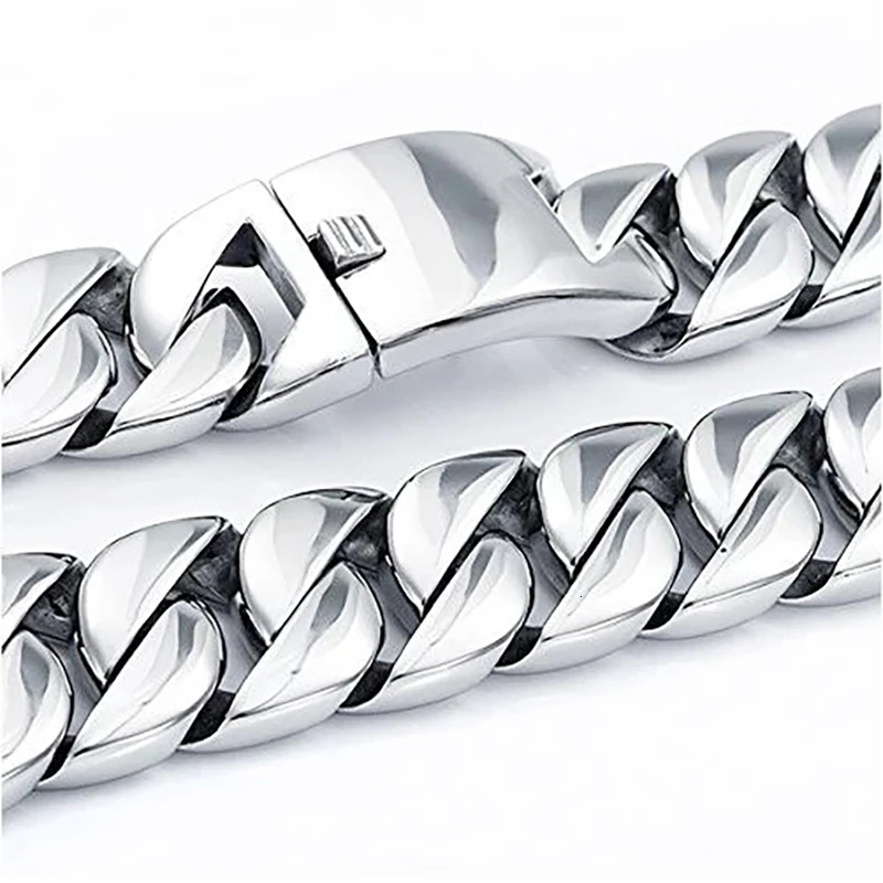 Charm Bracelets 202631MM 316L Stainless Steel Curb Cuban Bracelet Huge Heavy Silver Color Tone Jewelry Mens Women Biker Bike Chain Bracelets 230320