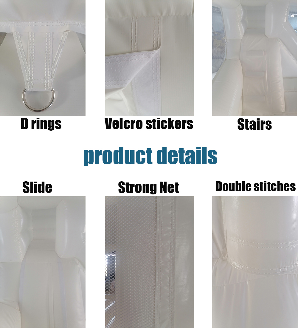 Super large commercial Bounce House Inflatable White Double slides Bouncy with slide Bouncy Castle Air Bouncer Combo For Kids Adults included blower f