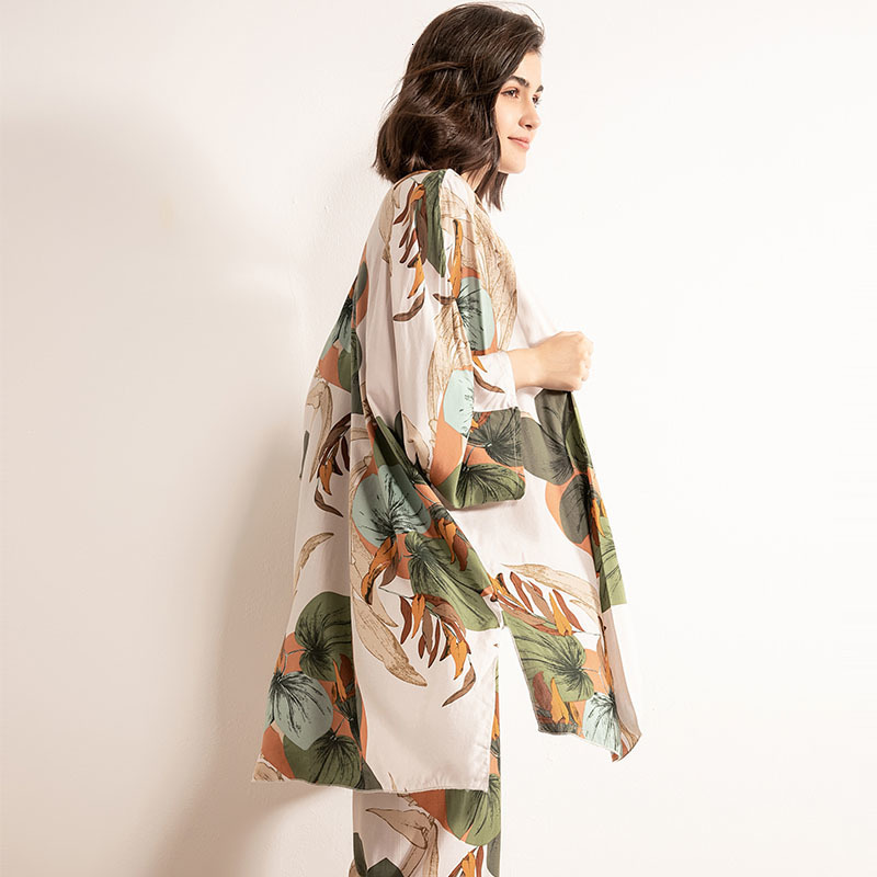 Women's Sleepwear SPRING FALL Ladies Pajamas Set Cartoon Banana Leaves Printed Women Comfort Loose Homewear Large Size Femme Sleepwaear 230321