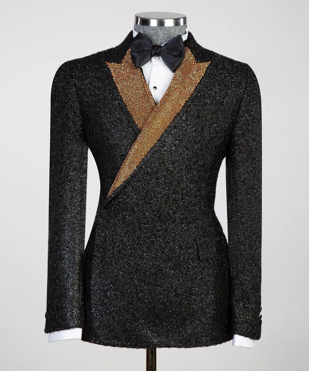 Sparkly Sequined Men Tuxedos Slim Fit Single Breasted Peaked Lapel Outfits Wedding Jacket With Belt Black Pants