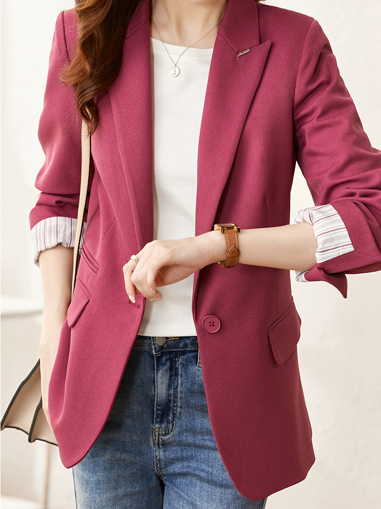 Women's Suits Blazers Vimly 2023 Spring Jacket for Women Office Ladies Elegant Stylish Suit Long Sleeve Notched Collar Coat In Outerwears 230321