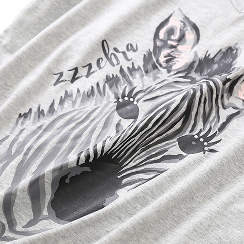 Women's Sleepwear Ladies Pajamas Set Summer/Spring Cartoon Zebra Printed Sleepwear V-Neck TopPants 2Pcs Korean Style Thin Large Size Homewear 230