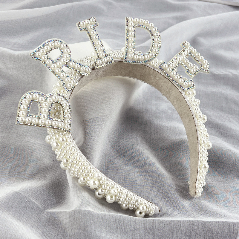 Other Event Party Supplies Bride Pearl Crown Headband Wedding Bridal Shower Decoration Bride to be Hairbands Po Props Bachelorette Hen Party Supplies 