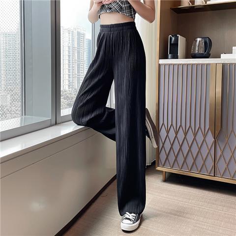 Women's Pants Capris Streetwear Women Water Ripple Wide Leg Pants Women's Summer Thin High Waist Casual Loose Drape Trousers 230321