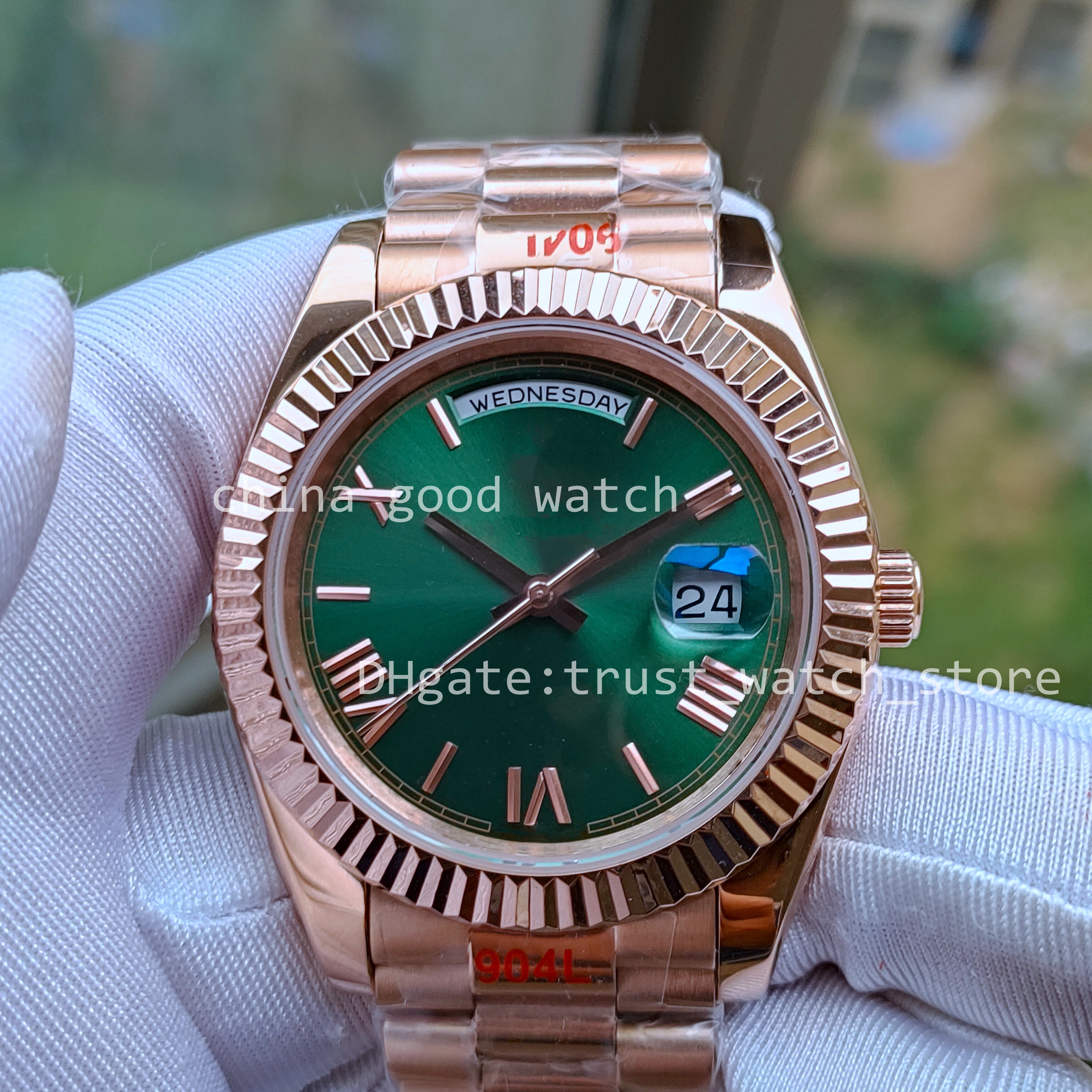 12 Colour Super U1F Watch Rose Gold Green Roman Dial Mens Automatic Movement 40 mm Classic Watches 904L Steel New Strap Sapphire Date Wristwatches With Original Box, 6# watch
12 Colour Super U1F Watch Rose Gold Green Roman Dial Mens Automatic Movement 40 mm Classic Watches 904L Steel New Strap Sapphire Date Wristwatches With Original Box, 6# watch