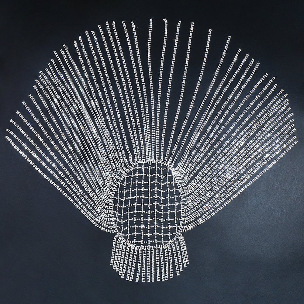 Wedding Hair Jewelry Glitter Long Fringed Hair Chain Headband Hat Stage Performance for Women Crystal Headwear Headpiece Head Wig Chain 230320