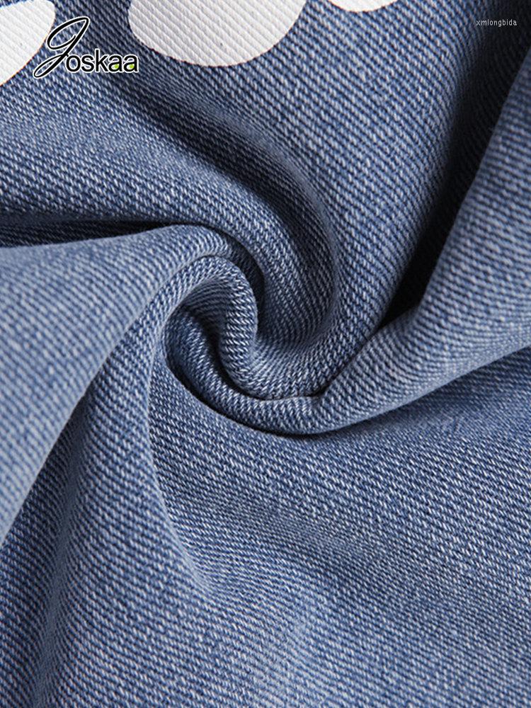 Women's Jeans Joskaa Flower Print Blue For Women Clothing Autumn 2023 Casual High Waist Straight Denim Pants Female Bottoms Streetwear
