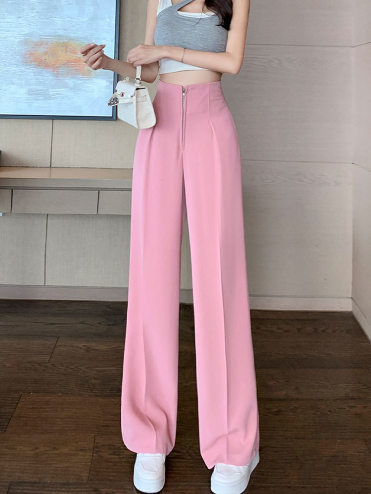 Women's Pants Capris JXMYY Pure Relief High-Waist Zipper Loose Drape Thin Section Women's Wide-Leg Straight Suit Slim And Versatile Trousers