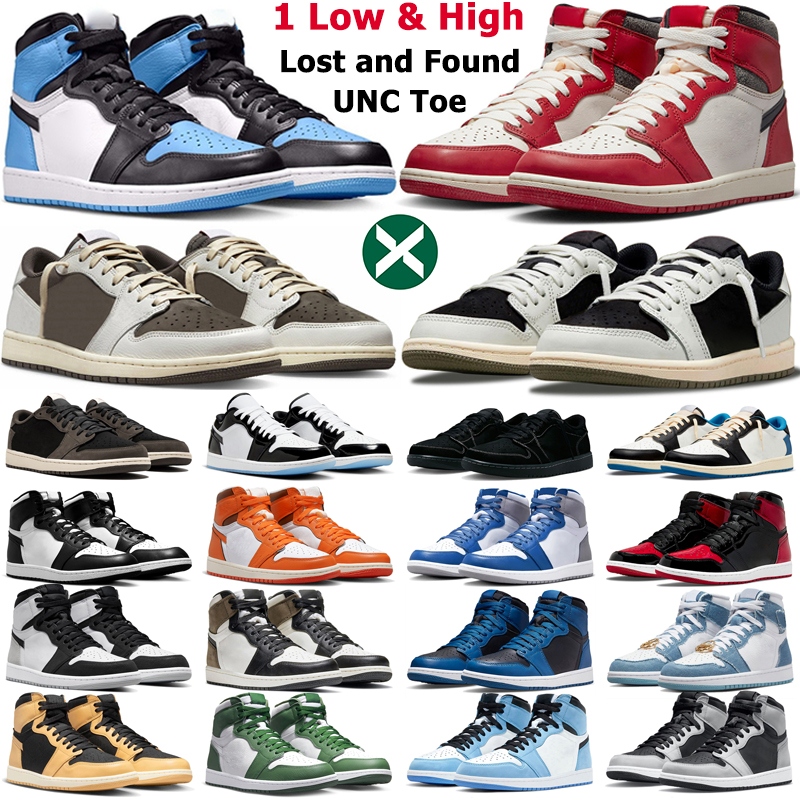 1 retro travis scotts basketball shoes men women 1s low Black Phantom Olive Reverse Mocha UNC Toe Chicago Lost and Found True Blue mens trainers sports sneakers