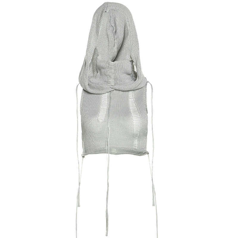 2023 Spring Women's New Hollow Knitted Hooded Top High Waist Wrapped Hip Short Skirt Set Women