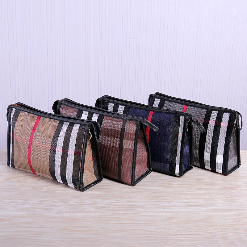 Makeup Bags Stripes Cosmetic Bag Portable Travel Organizer Multifunction Storage Handbag Plaid Toiletry Bag for Women and Girls