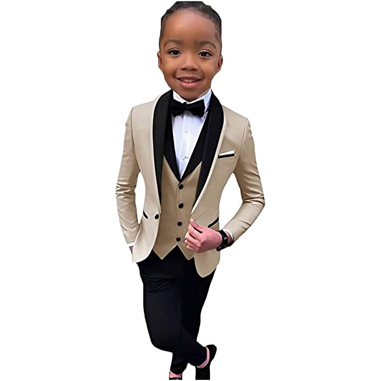 Boy Suits Formal Wear Tuxedos Little Boys Groomsmen Kids For Wedding Dinner Party Shawl Lapel Jacket Pants Vest 0510