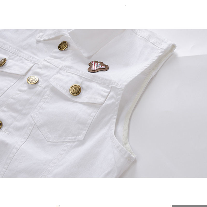 Men's Vests Denim Male Sleeveless Jacket 4XL Retro Hole Washed White Casual Cowboy Men Clothing MF806 230320