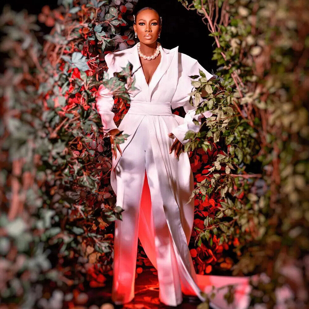 Plus Size Nigeria African Wedding Dress With Overskirt Elegant V Neck Long Sleeve Jumpsuit Boho Bridal Dresses Satin Civil Bohemian Country Bride vest