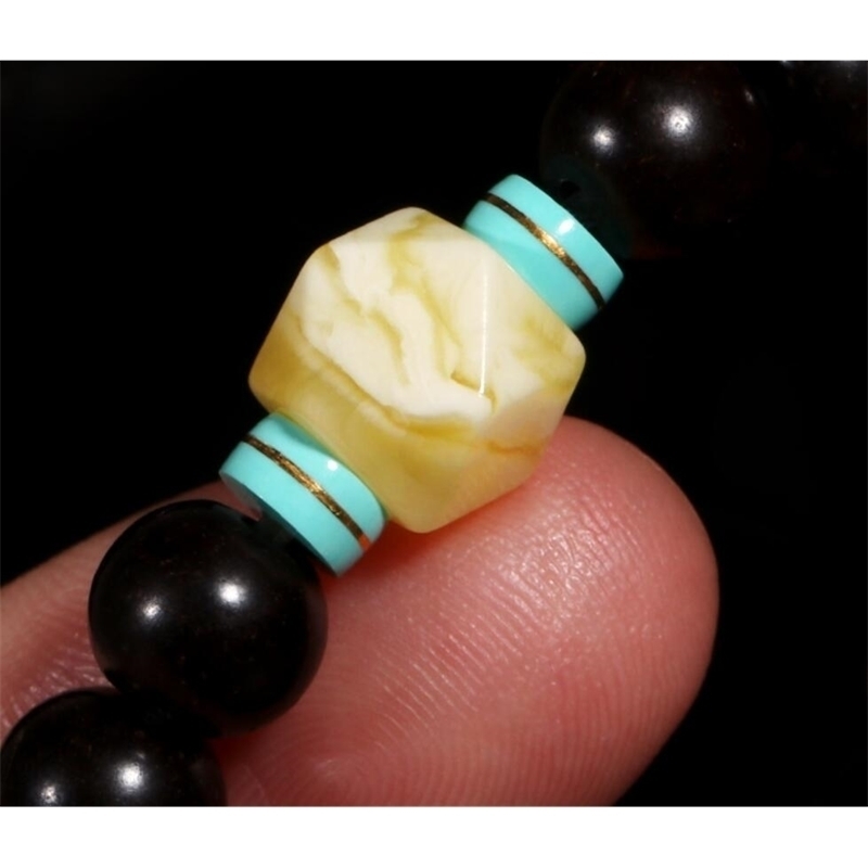 Beaded Necklaces AF74A01 Russian material beeswax amber Tang eightedge pair of beads separated scattered round bead bracelet AFAF 230320