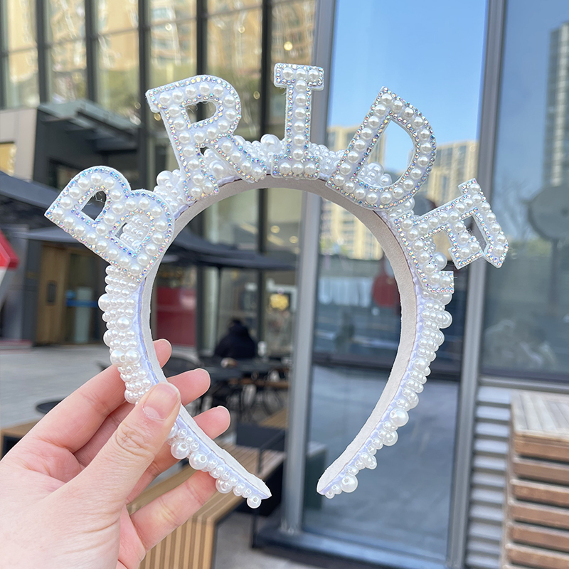 Other Event Party Supplies Bride Pearl Crown Headband Wedding Bridal Shower Decoration Bride to be Hairbands Po Props Bachelorette Hen Party Supplies 