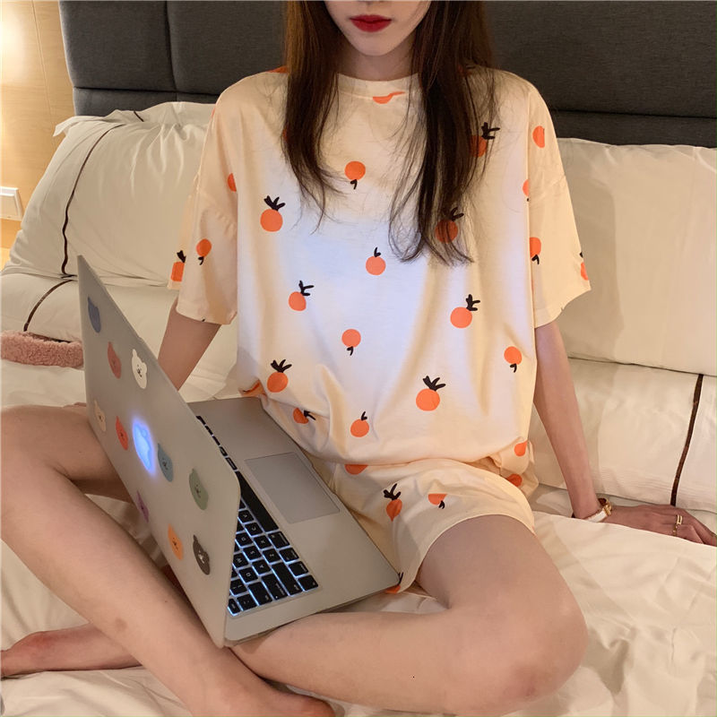 Women's Sleepwear Small Fresh Cotton Pajamas Female Summer Korean Version Sweet Princess Style Pajamas Fairy Home Service Thin Section Sleep Tops