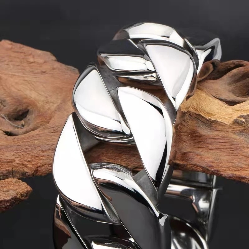 Charm Bracelets 202631MM 316L Stainless Steel Curb Cuban Bracelet Huge Heavy Silver Color Tone Jewelry Mens Women Biker Bike Chain Bracelets 230320