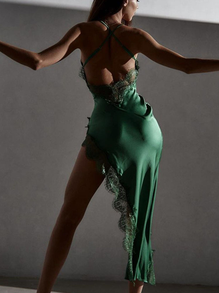 Casual Dresses Sexy Lace Party Club Backless Bodycon Stain Black Straps Midi Dress Summer Clothes Wholesale Items For Resale 230321