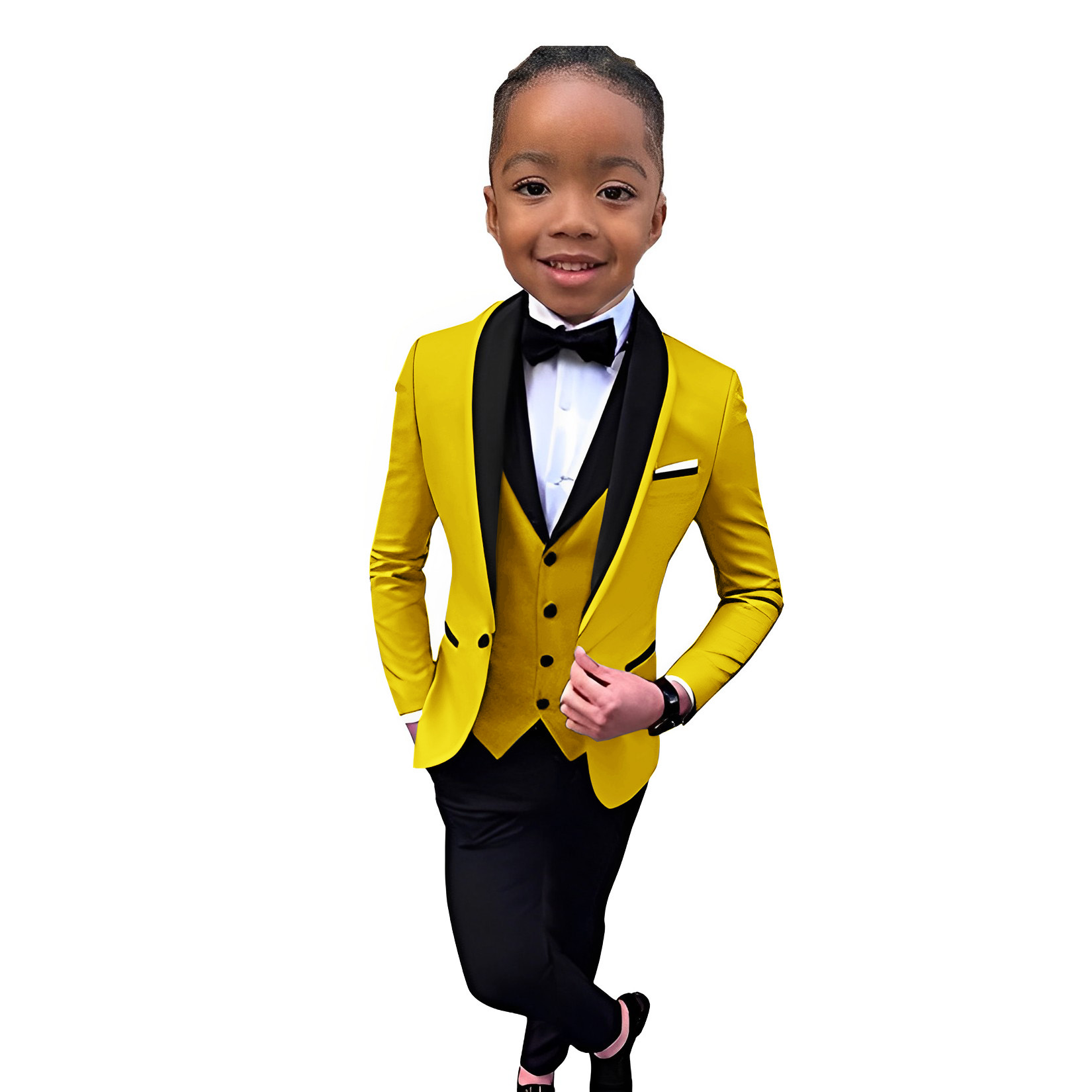 Boy Suits Formal Wear Tuxedos Little Boys Groomsmen Kids For Wedding Dinner Party Shawl Lapel Jacket Pants Vest 0510