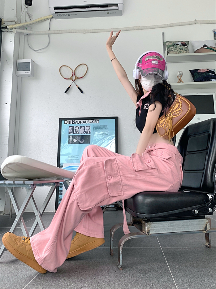 Women's Pants Capris Harajpee Women Retro Jeans Women's High Waist Straight Pants Summer Safari Style Loose Wide Leg Pants Overalls Long Pan