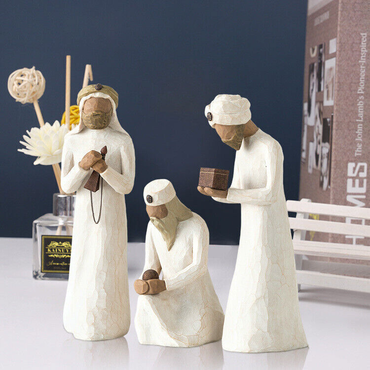 Decorative Objects Figurines Willow Tree Nativity Figures Statue Hand Painted Decor Christmas Gift 230321