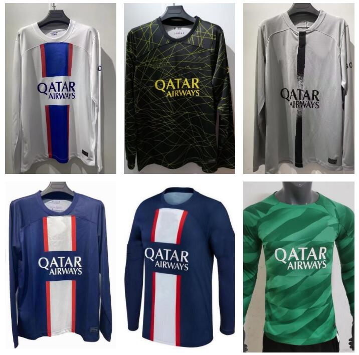 22 23 pSGs Long Sleeve Soccer Jerseys Messis 2022 2023 Paris maillot de foot SERGIO RAMOS HAKIMI MBAPPE Football Shirt VERRATTI MARQUINHOS Maillots goalkeeper
22 23 pSGs Long Sleeve Soccer Jerseys Messis 2022 2023 Paris maillot de foot SERGIO RAMOS HAKIMI MBAPPE Football Shirt VERRATTI MARQUINHOS Maillots goalkeeper